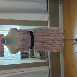 Beautiful Modcloth pink and black polka dot dress, size L